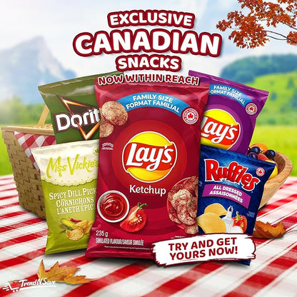 Lays Ketchup Potato Chips Family Bag, Canadian Chips; For Sharing - Limited Edition, 219.7g / 7.7oz (Shipped from Canada)