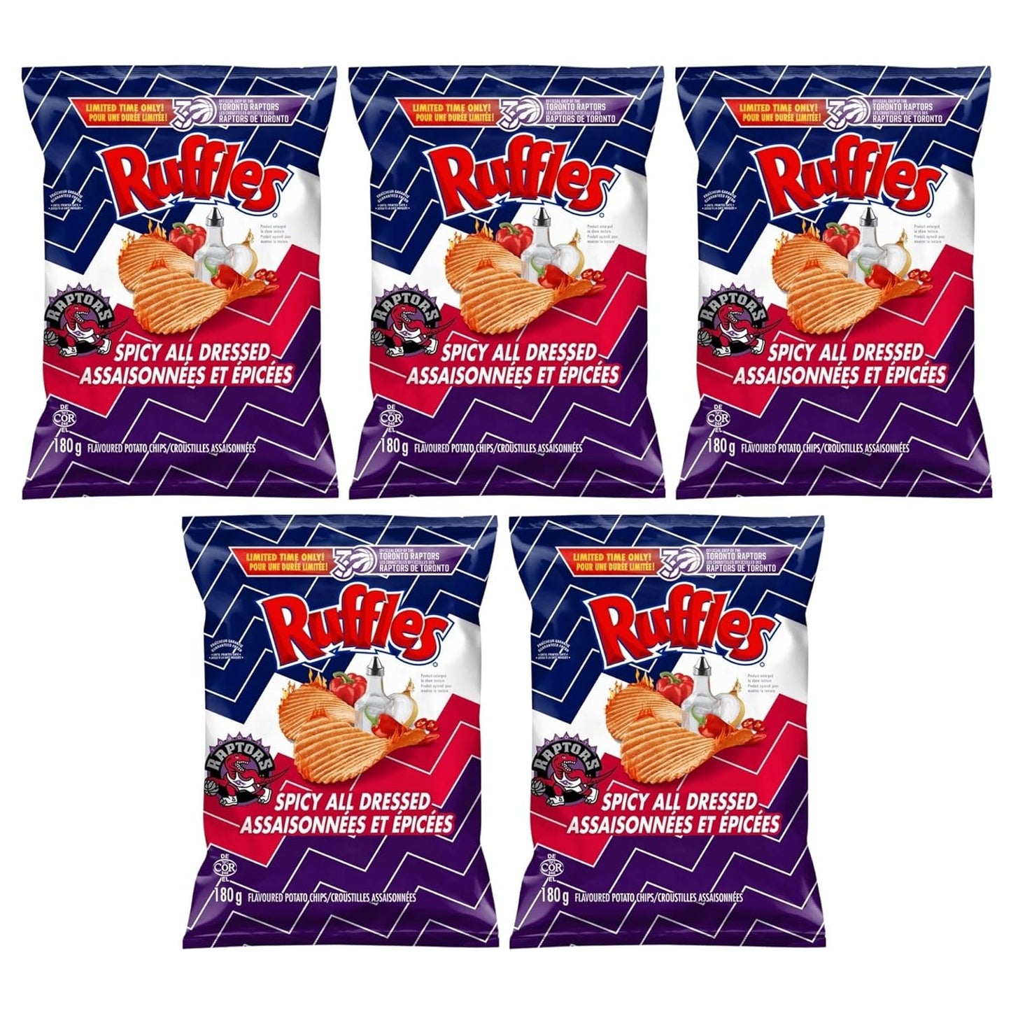 Ruffles Spicy All Dressed Flavoured Potato Chips, 180g/6.3oz (Shipped from Canada)