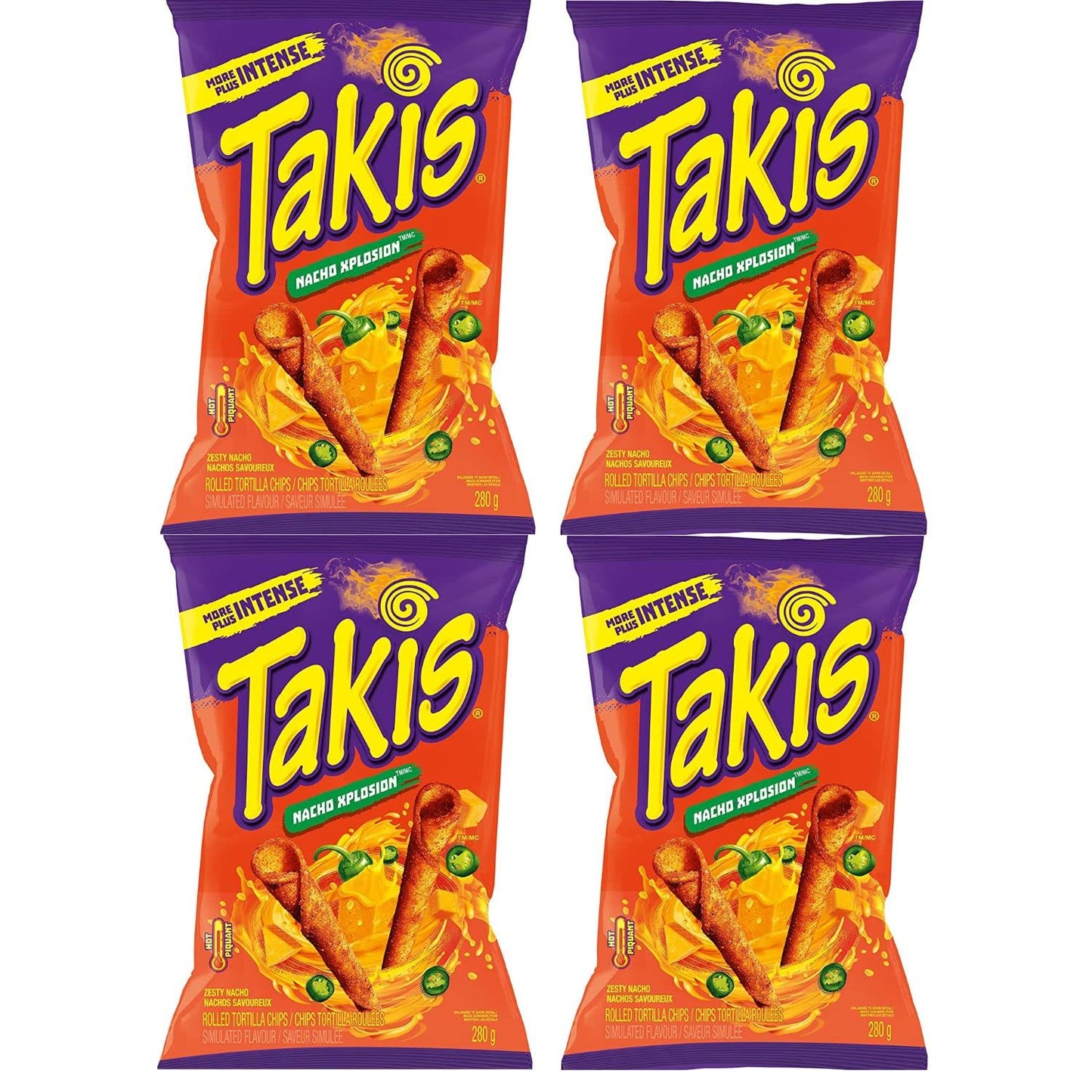 Takis Zesty Nacho Cheese Rolled Tortilla Chips pack of 4