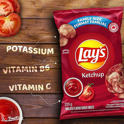 Lays Ketchup Potato Chips Family Bag, Canadian Chips; For Sharing - Limited Edition, 219.7g / 7.7oz (Shipped from Canada)