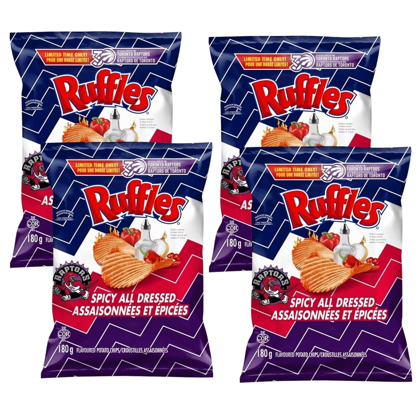 Ruffles Spicy All Dressed Flavoured Potato Chips, 180g/6.3oz (Shipped from Canada)