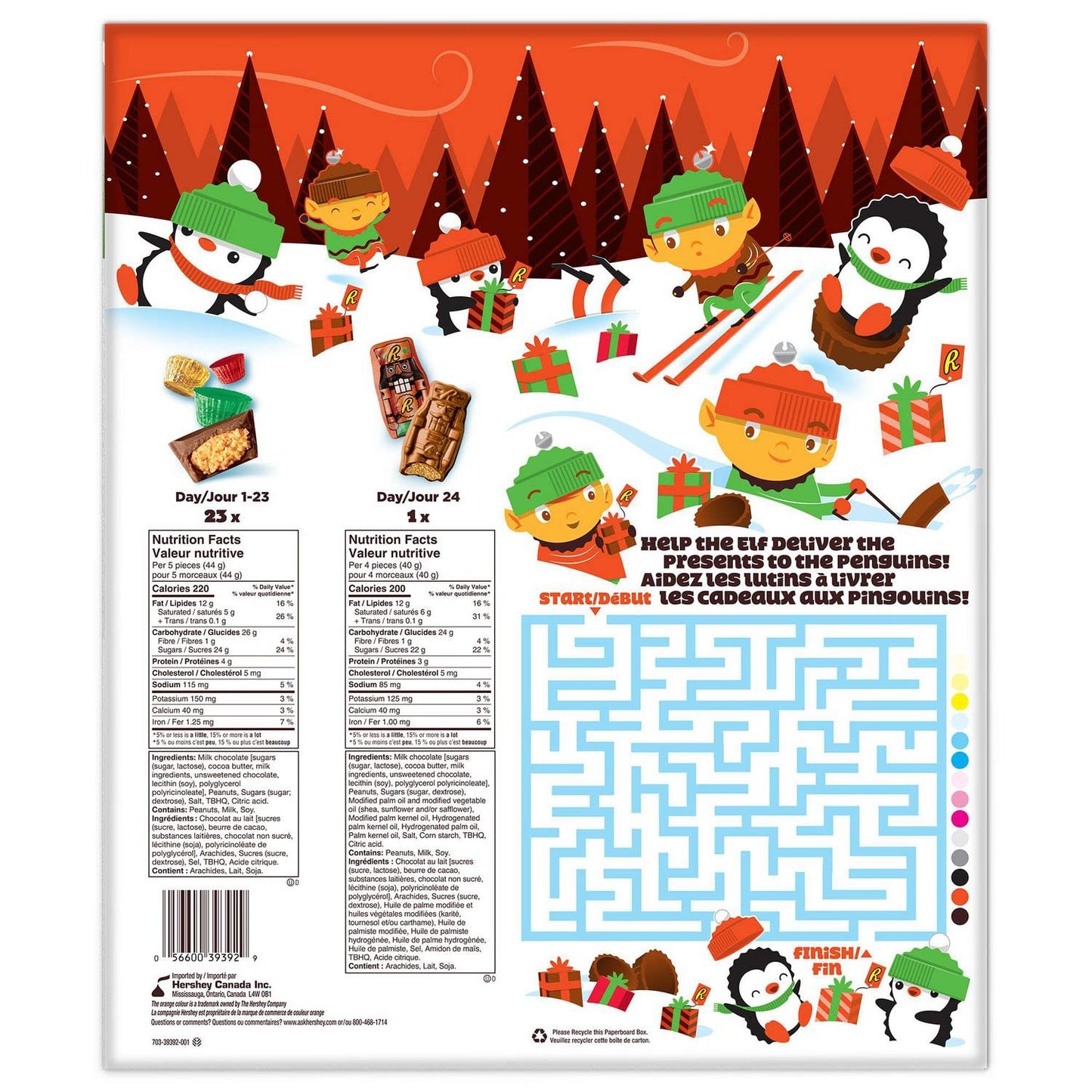 Peanut Butter & Milk Chocolate Advent Calendar Christmas Holiday 212g/7.4oz (Shipped from Canada)
