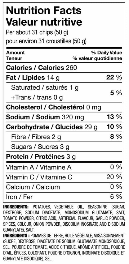 Great Value Ketchup Flavoured Potato Chips Nutrition Facts