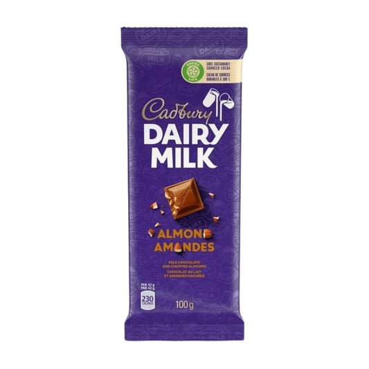 Cadbury Dairy Milk Almond Chocolate Bar,  100 g/3.5 oz (Includes Ice Pack) Shipped from Canada