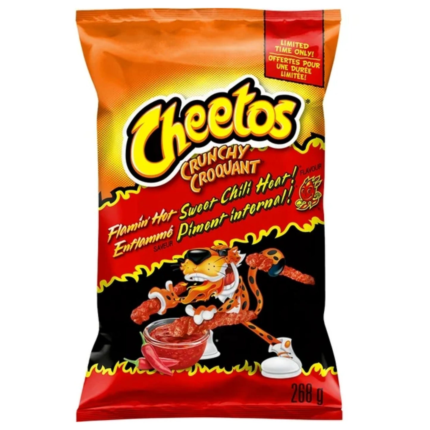 Cheetos Crunchy Flamin' Hot Sweet Chili Heat! Cheese Flavoured Snacks, 268g/9.5oz (Shipped from Canada)