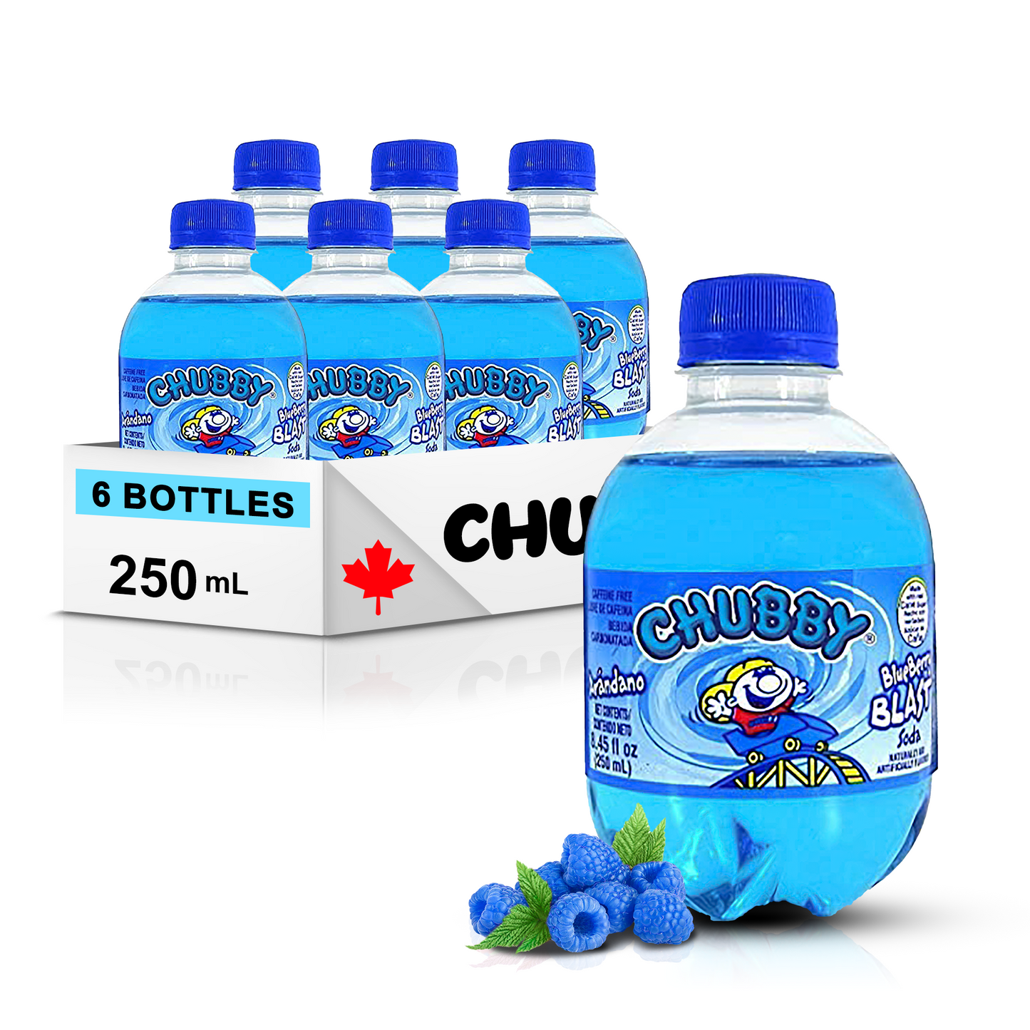 Chubby Blueberry Blast Soda, Fruity Flavor, 250ml/8.5 fl. oz  (Shipped from Canada) by Trendnsave