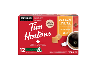 Tim Hortons Caramel Toffee Medium Roast Coffee, Keurig K-Cup 12ct Pods, 126g/4.4 oz (Shipped from Canada)