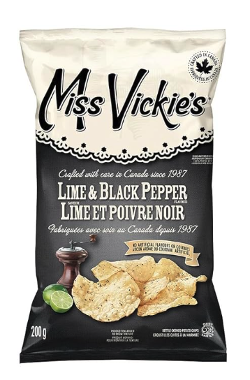 Miss Vickie's Kettle Cooked Potato Chips Variety Pack, All Dressed, Spicy Dill Pickle, Sour Cream, Herb and Onion, Lime and Black Pepper, Sweet & Spicy Ketchup Flavored Chips, 200g/7 oz (Pack of 5) Shipped from Canada