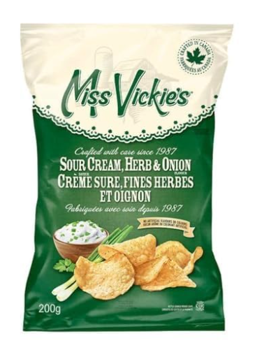 Miss Vickie's Kettle Cooked Potato Chips Variety Pack, All Dressed, Spicy Dill Pickle, Sour Cream, Herb and Onion, Lime and Black Pepper, Sweet & Spicy Ketchup Flavored Chips, 200g/7 oz (Pack of 5) Shipped from Canada