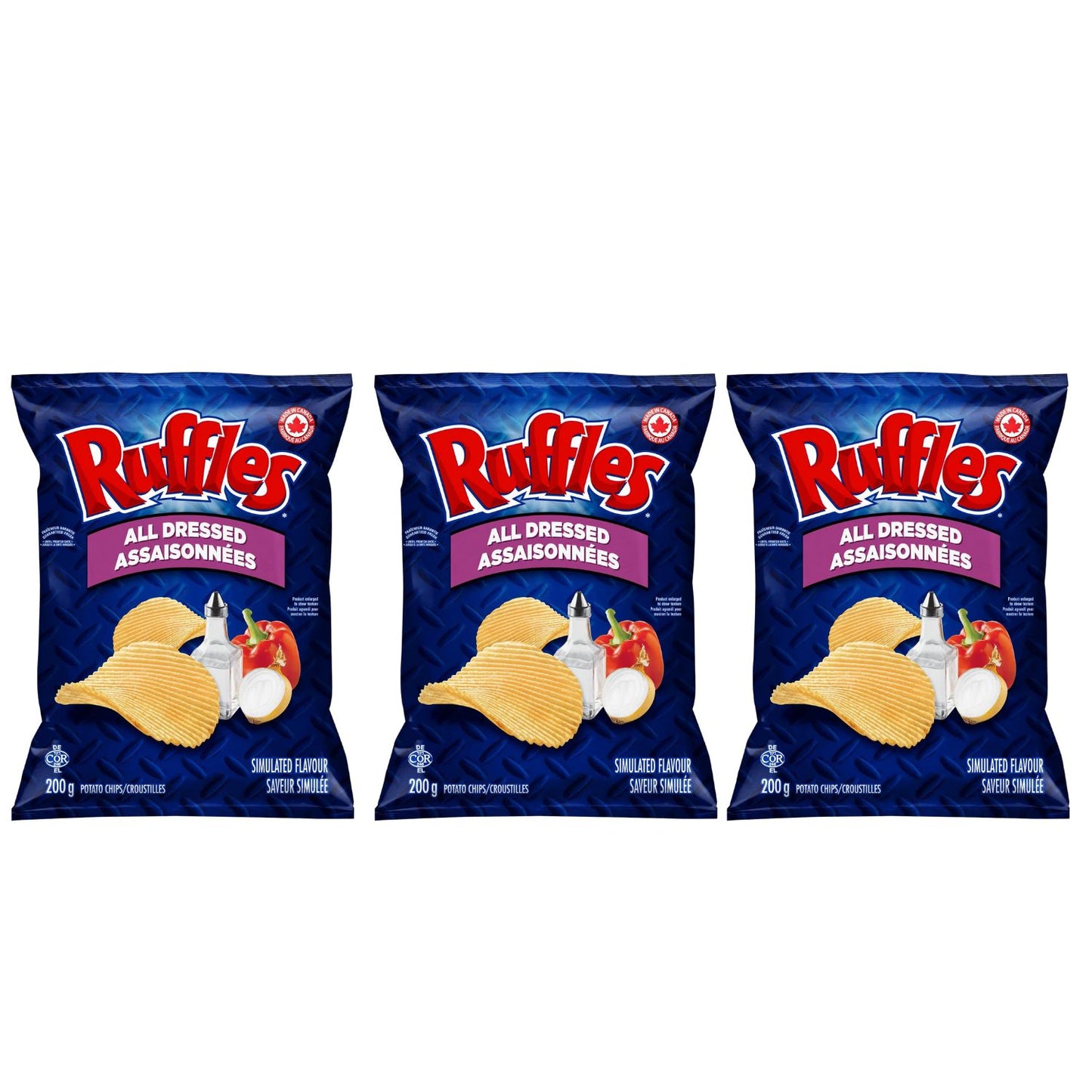 Ruffles All Dressed Potato Chips pack of 3
