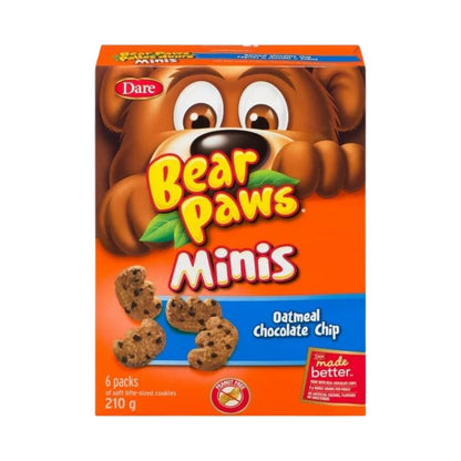 Dare Bear Paws Minis Oatmeal Chocolate Chip Cookies Peanut Free 210g/7.40oz (Shipped from Canada)