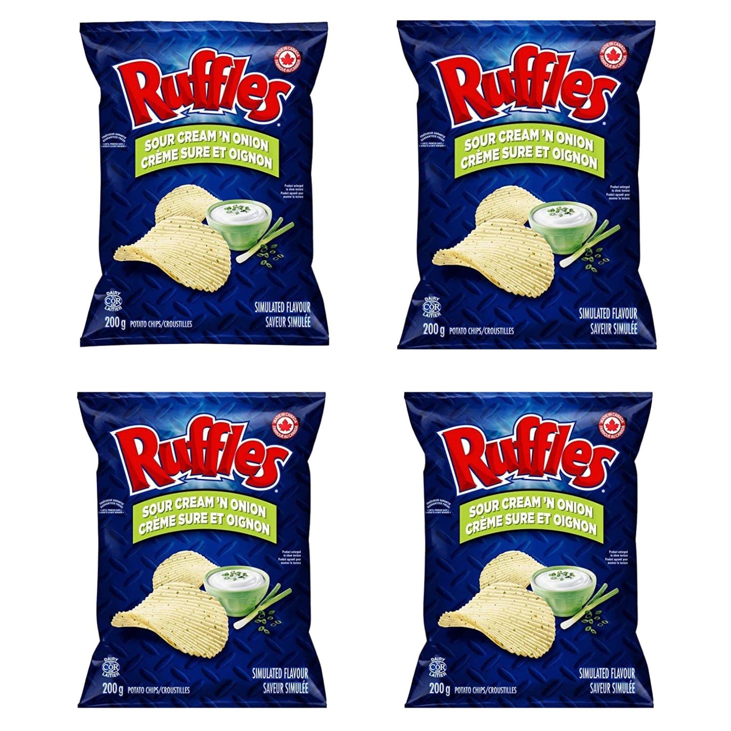 Ruffles Sour Cream and Onion Potato Chips 200g/7oz (Shipped from Canada)