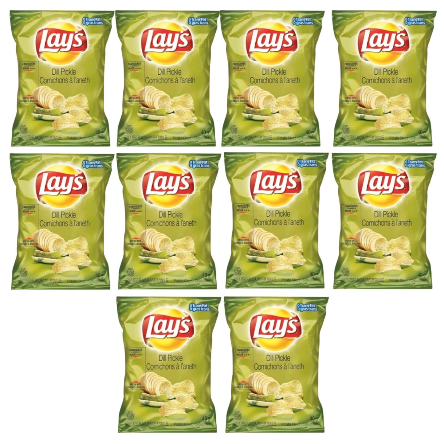 Lays Dill Pickle Potato Chips Snack Bag pack of 10