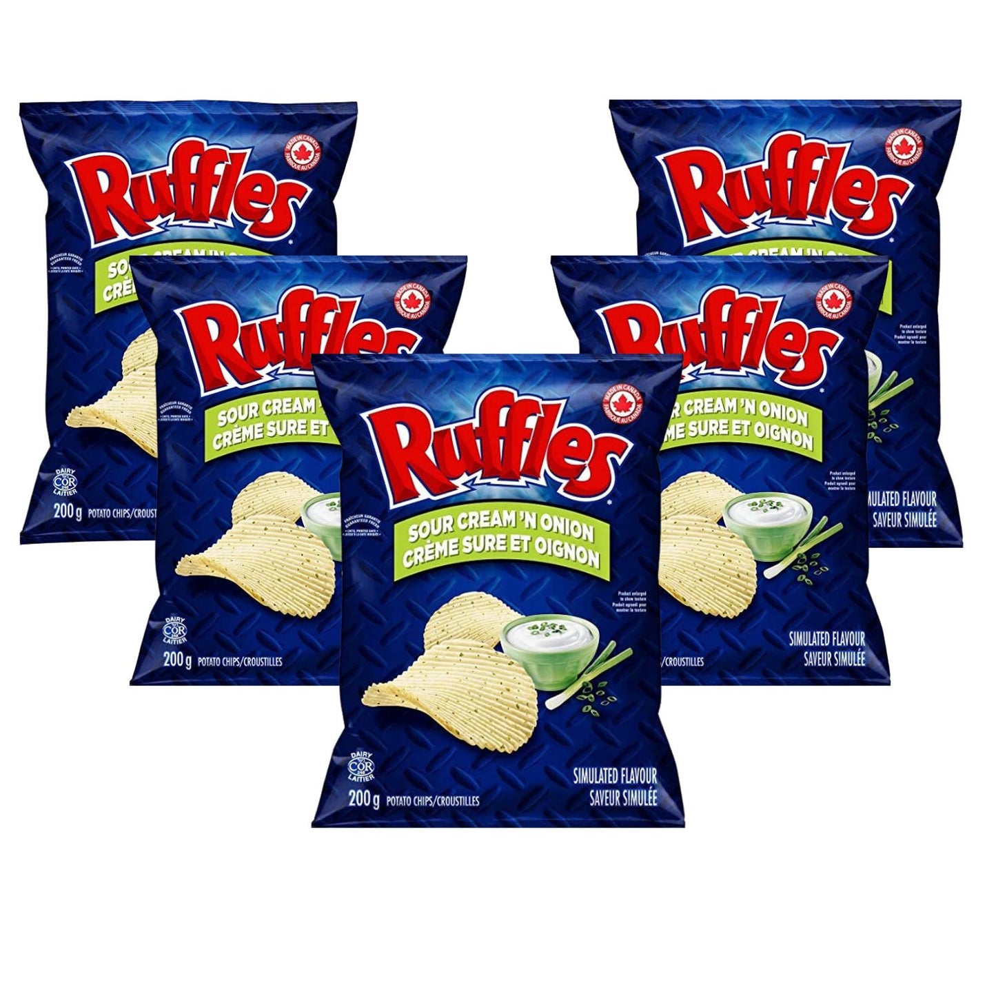 Ruffles Sour Cream and Onion Potato Chips 200g/7oz (Shipped from Canada)