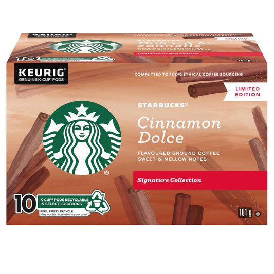 Starbucks Signature Collection Cinnamon Dolce Flavoured Ground Coffee K-Cup Pods, Limited Edition, 10ct, 101g/3.6 oz (Shipped from Canada)