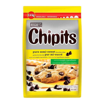 HERSHEY'S CHIPITS Pure Semi-Sweet Chocolate Chips, 2.4kg/5.3 lbs (Shipped from Canada)