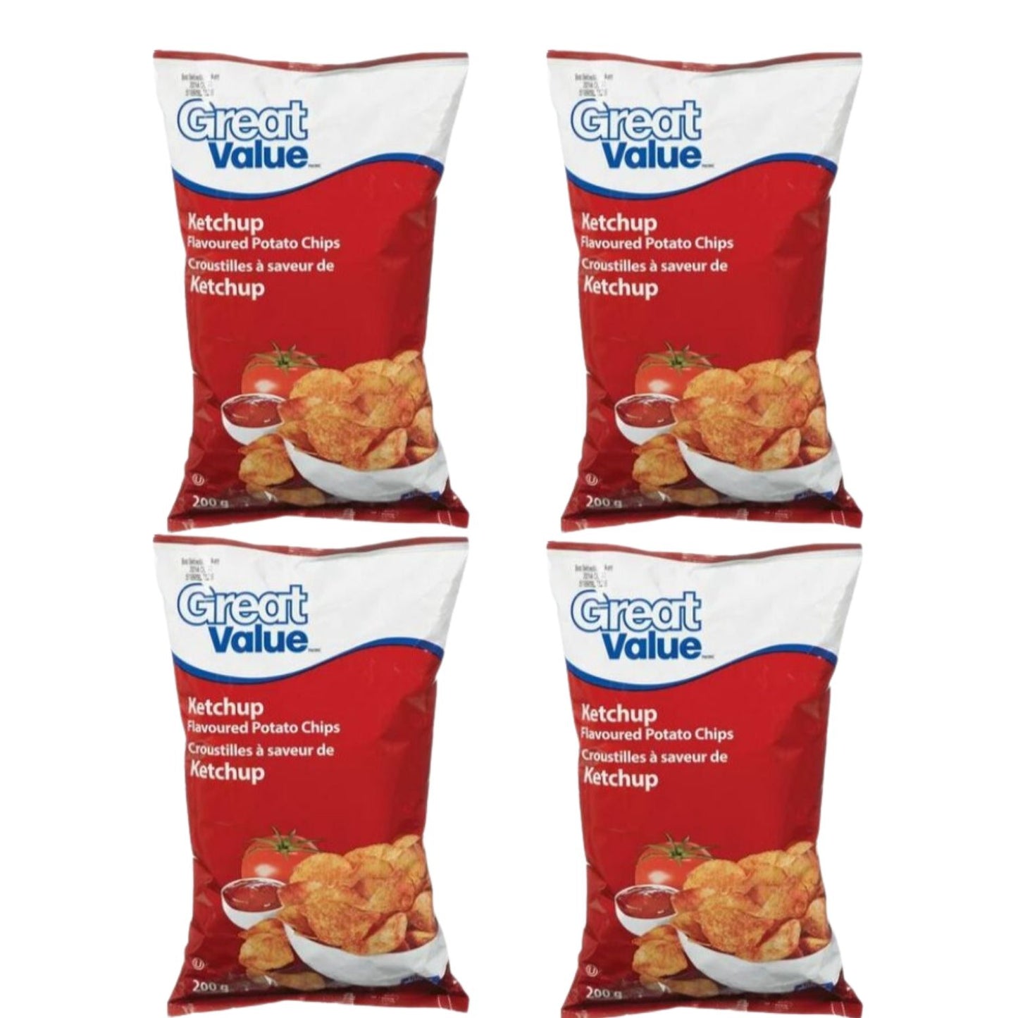 Great Value Ketchup Flavoured Potato Chips pack of 4