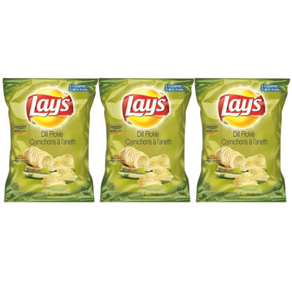 Lays Dill Pickle Potato Chips Snack Bag pack of 3