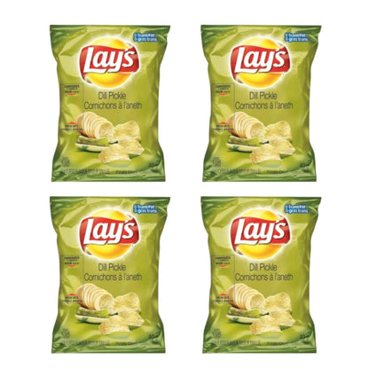 Lays Dill Pickle Potato Chips Snack Bag pack of 4