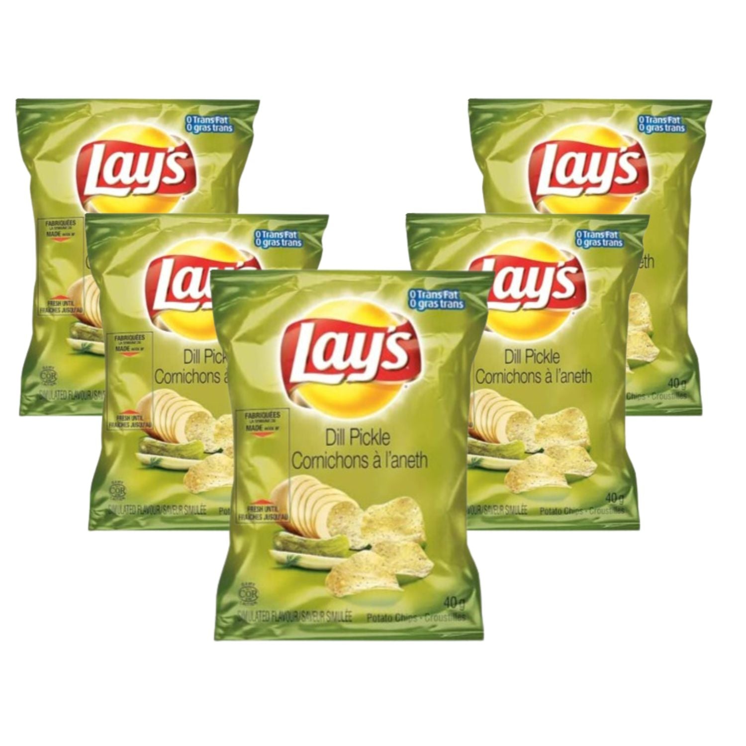 Lays Dill Pickle Potato Chips Snack Bag pack of 5