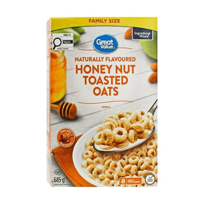 Great Value Naturally Flavoured Honey Nut Toasted Oats Cereal 685g/24.2 oz (Shipped from Canada)