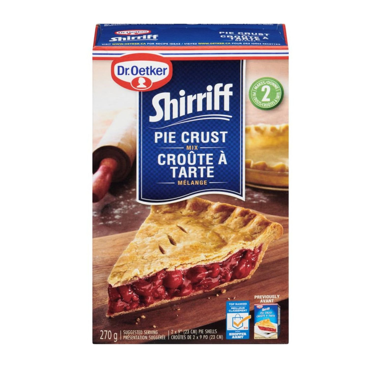 Dr. Oetker Shirriff Pie Crust Mix - Makes 2 Crusts, 270g/9.5oz (Shipped from Canada)