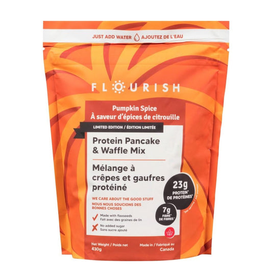 Flourish Protein Pancake & Waffle Mix Pumpkin Spice - Limited Edition, 430g/15.1oz (Shipped from Canada)