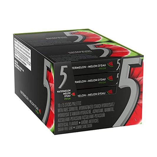 Wrigley 5 Prism Electric Watermelon Gum 10ct x 15 Sticks (Shipped from Canada)