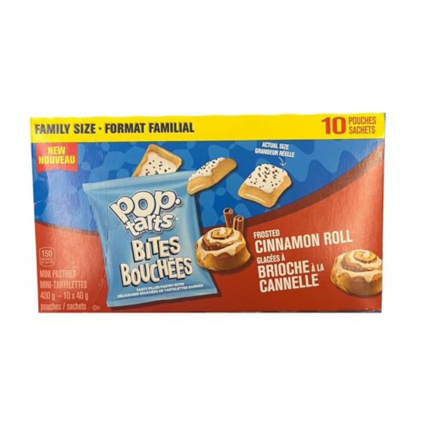 Pop-Tarts Bites Mini Pastries Frosted Cinnamon Roll Flavour - Family Size, 10 Pouches, 400g/14.1 oz (Shipped from Canada)