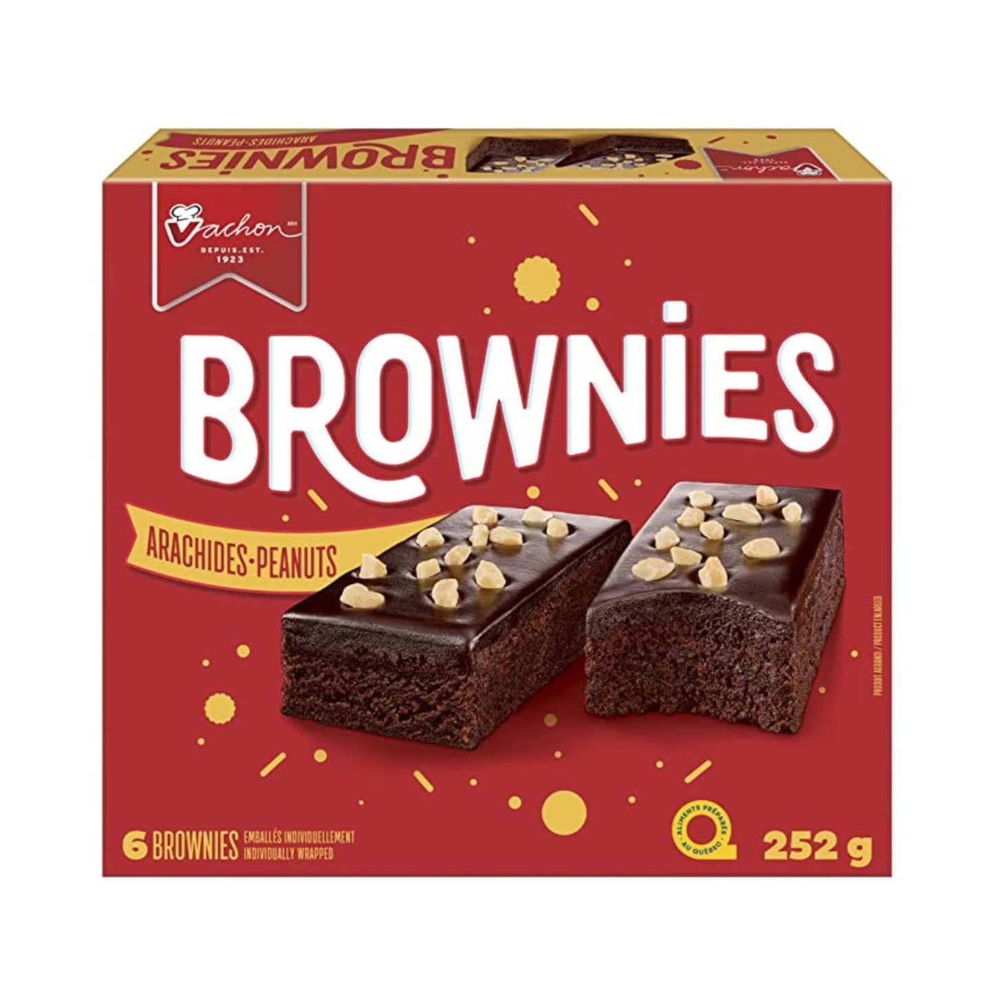 Vachon Brownies with Peanuts, Contains 6 Individually Wrapped Brownie Snacks, 252g/8.9oz (Shipped from Canada)
