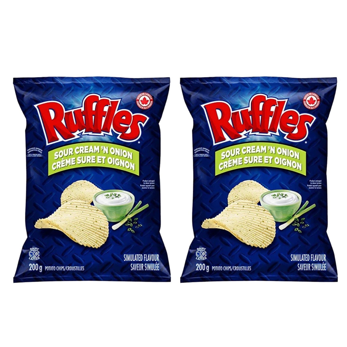 Ruffles Sour Cream and Onion Potato Chips 200g/7oz (Shipped from Canada)