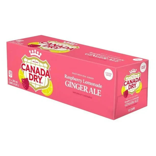 Canada Dry Raspberry Lemonade Ginger Ale, Original, 12 Cans x 355ml/12 fl. oz (Shipped from Canada)