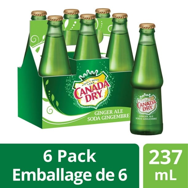 Canada Dry Ginger Ale, 100% Natural Flavours, Made from Real Ginger, 6 Bottles x 237 mL/8 fl. oz (Shipped from Canada)