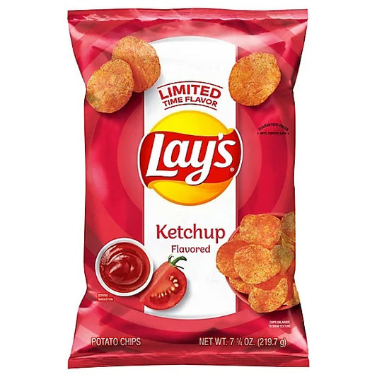 Lays Ketchup Potato Chips Family Bag, Canadian Chips; For Sharing - Limited Edition, 219.7g / 7.7oz (Shipped from Canada)