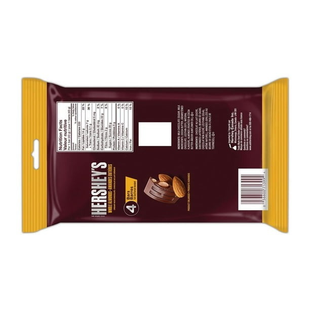 Hershey Creamy Milk Chocolate with Whole Almonds, 4 x 43g/1.5 oz (Includes Ice Pack) Shipped from Canada