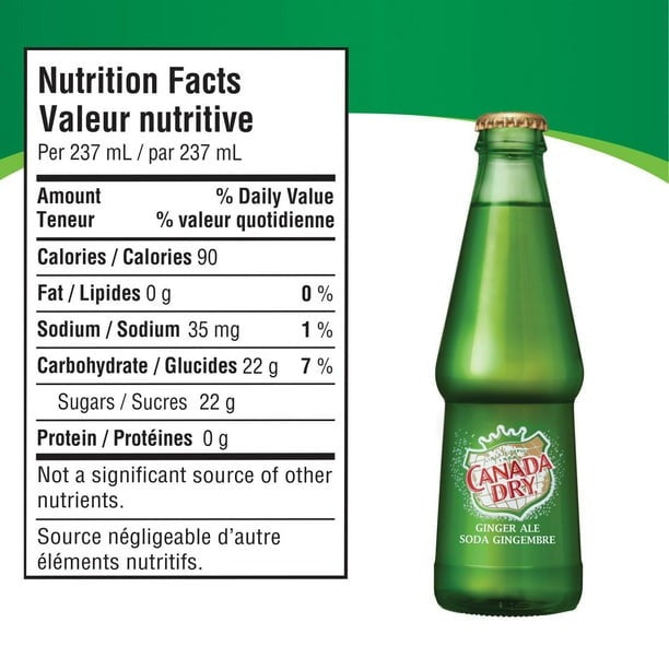 Canada Dry Ginger Ale, 100% Natural Flavours, Made from Real Ginger, 6 Bottles x 237 mL/8 fl. oz (Shipped from Canada)