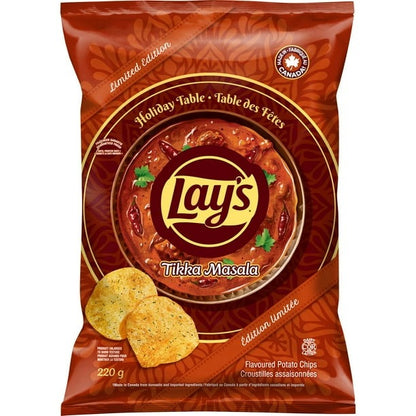 Lay's Tikka Masala Holiday Table Flavoured Potato Chips, 220 g/7.8 oz (Shipped from Canada)