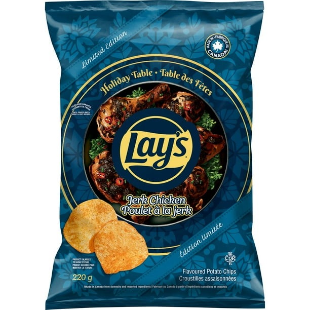 Lay's Jerk Chicken Holiday Table Flavoured Potato Chips, 220 g/7.8 oz (Shipped from Canada)