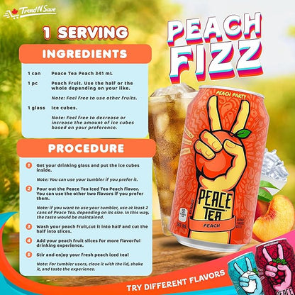 Peace Tea Variety Pack - Pack of 12 Iced Tea Cans (4 Cans of Razzleberry, 4 Cans of Peach, 4 Cans of Sno Berry) 3 Flavors, 341 mL/11.5 fl. oz - Shipped from Canada