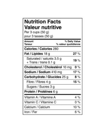 Smartfood White Cheddar nutrition facts