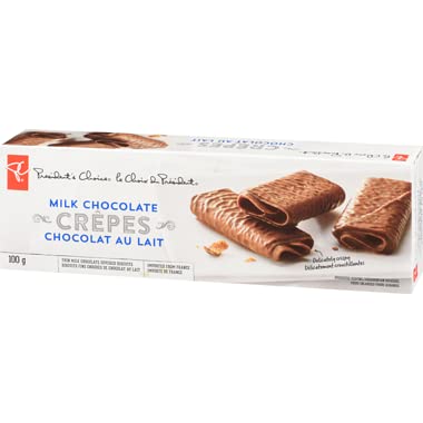 Presidents Choice Milk Chocolate Crepes Biscuits, 100g/3.5oz (Shipped from Canada)