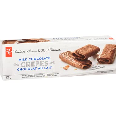 Presidents Choice Milk Chocolate Crepes Biscuits, 100g/3.5oz (Shipped from Canada)