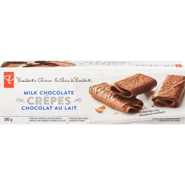 Presidents Choice Milk Chocolate Crepes Biscuits, 100g/3.5oz (Shipped from Canada)