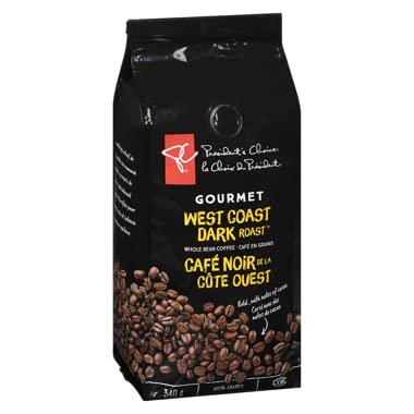 Presidents Choice West Coast Dark Roast Gourmet Whole Bean Coffee 340g/11.9oz (Shipped from Canada)