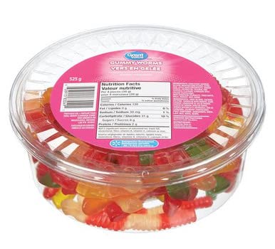 Great Value Tub of Gummy Worms 525g/18.51oz (Shipped from Canada)