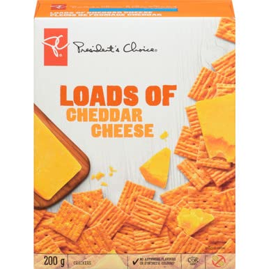 PRESIDENT'S CHOICE Loads Of Cheddar Cheese Crackers, 200g/7.1oz (Shipped from Canada)