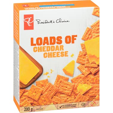 PRESIDENT'S CHOICE Loads Of Cheddar Cheese Crackers, 200g/7.1oz (Shipped from Canada)