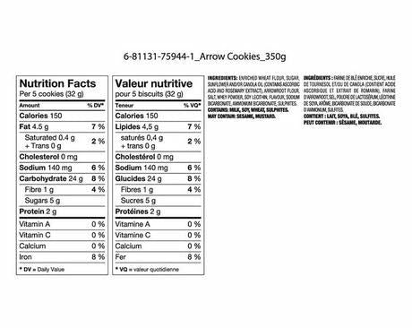 Great Value Arrowroot Cookies Nutrition Facts