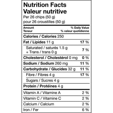 Sun Chips Multigrain Garden Salsa Corn Chips Nutrition Facts