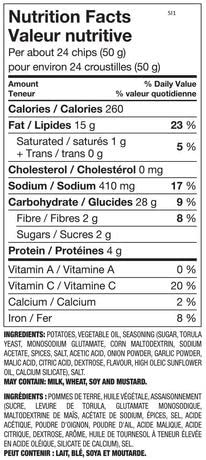 Great Value All Dressed Potato Chips nutrition facts